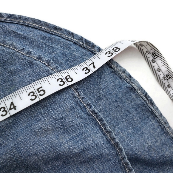 GAP Chambray Popover Denim Shirt Dress in Indigo 100% Cotton Size XS Petite - Picture 6 of 12